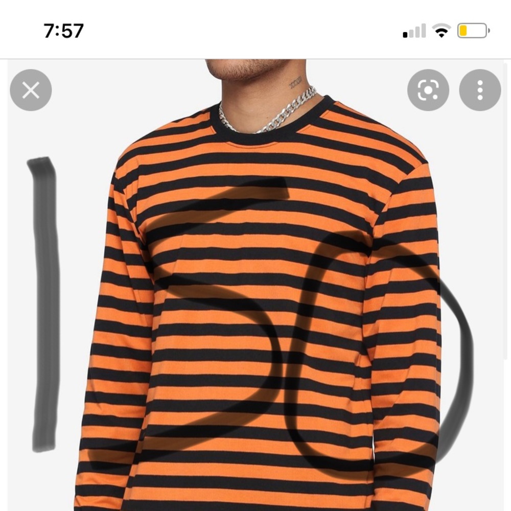 Looking Hot Topic Black & Orange long sleeve size Large or Medium would work .